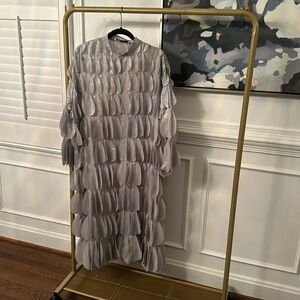 Zara Long Textured Silver Heart Coat